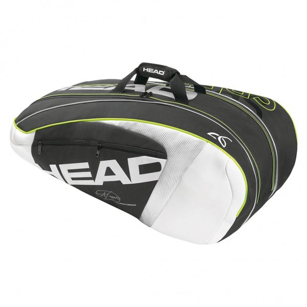 Head Djokovic 9R Super combi Black / White /Neon Yellow Tennis Kit Bag